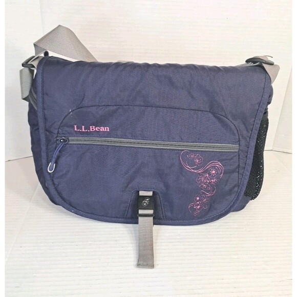 L.L. Bean Messenger Day Bag Floral Pattern 12x10x4 Travel Hiking Camping LL Bean - Picture 1 of 14